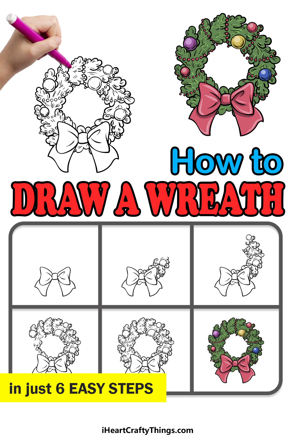 how to draw a wreath in 6 easy steps