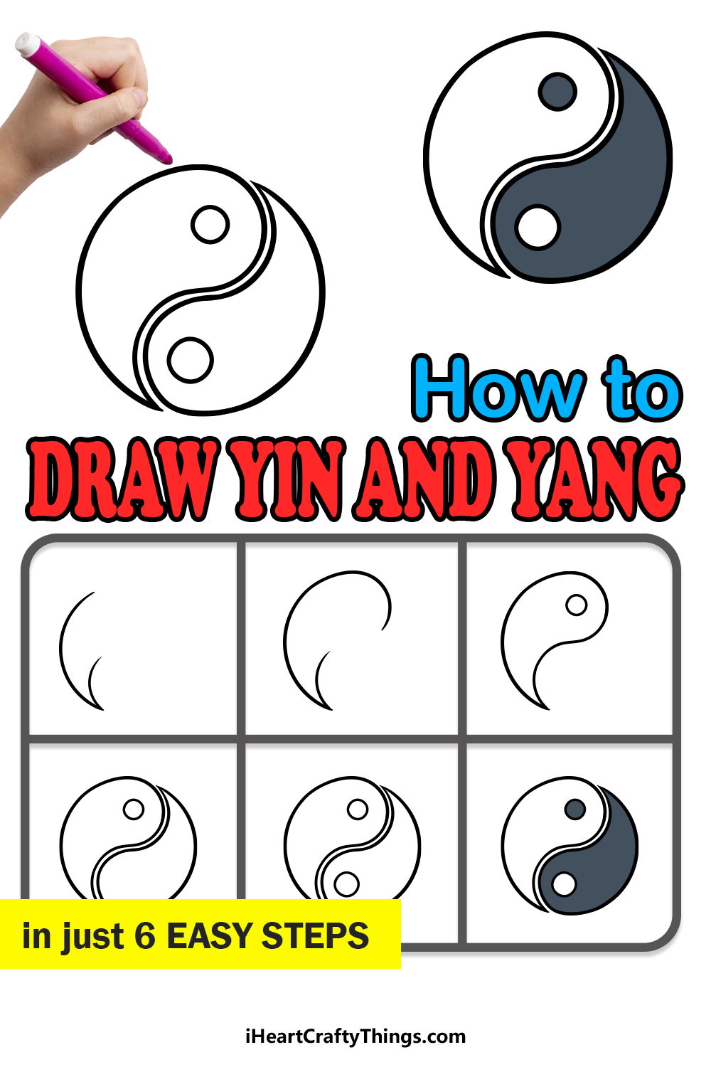 how to draw Yin and Yang in 6 easy steps