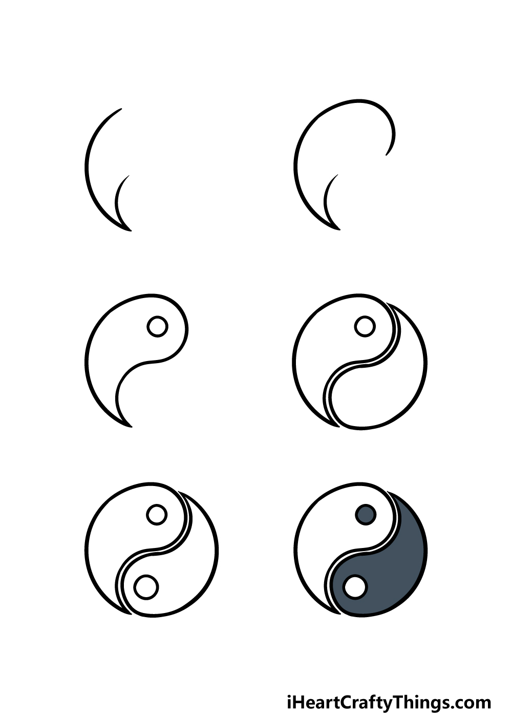 how to draw Yin and Yang in 6 steps