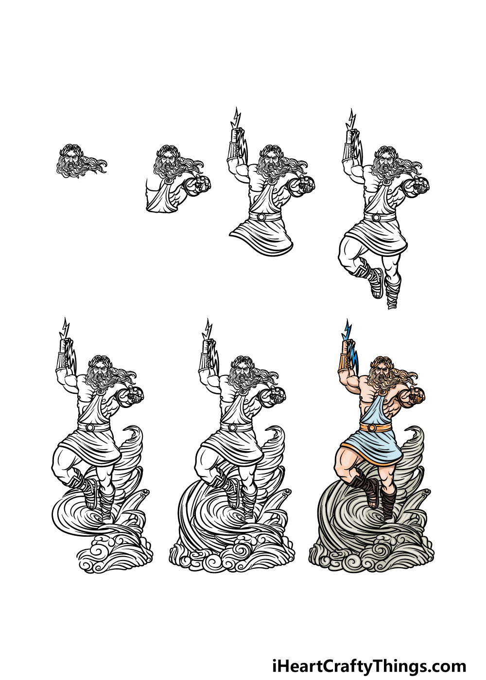 howto draw Zeus in 7 steps