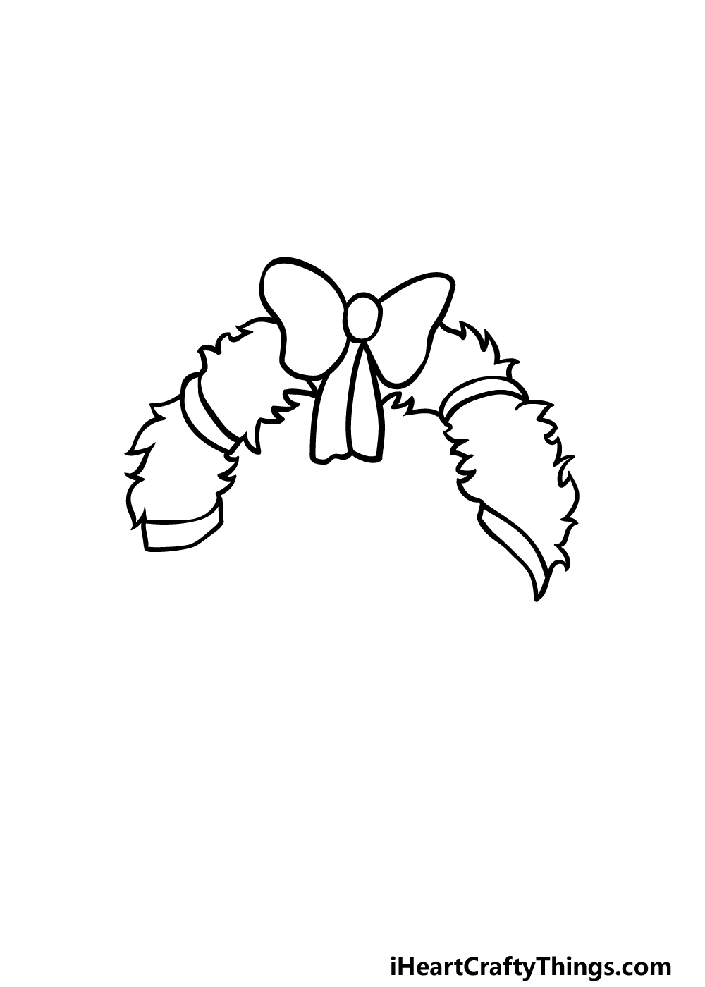 how to draw a Christmas Wreath step 2