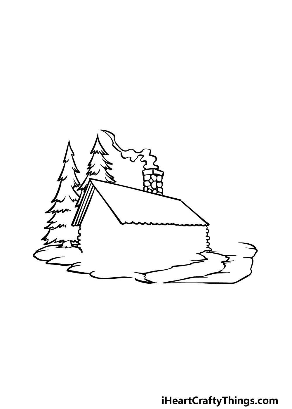 how to draw a cabin step 2