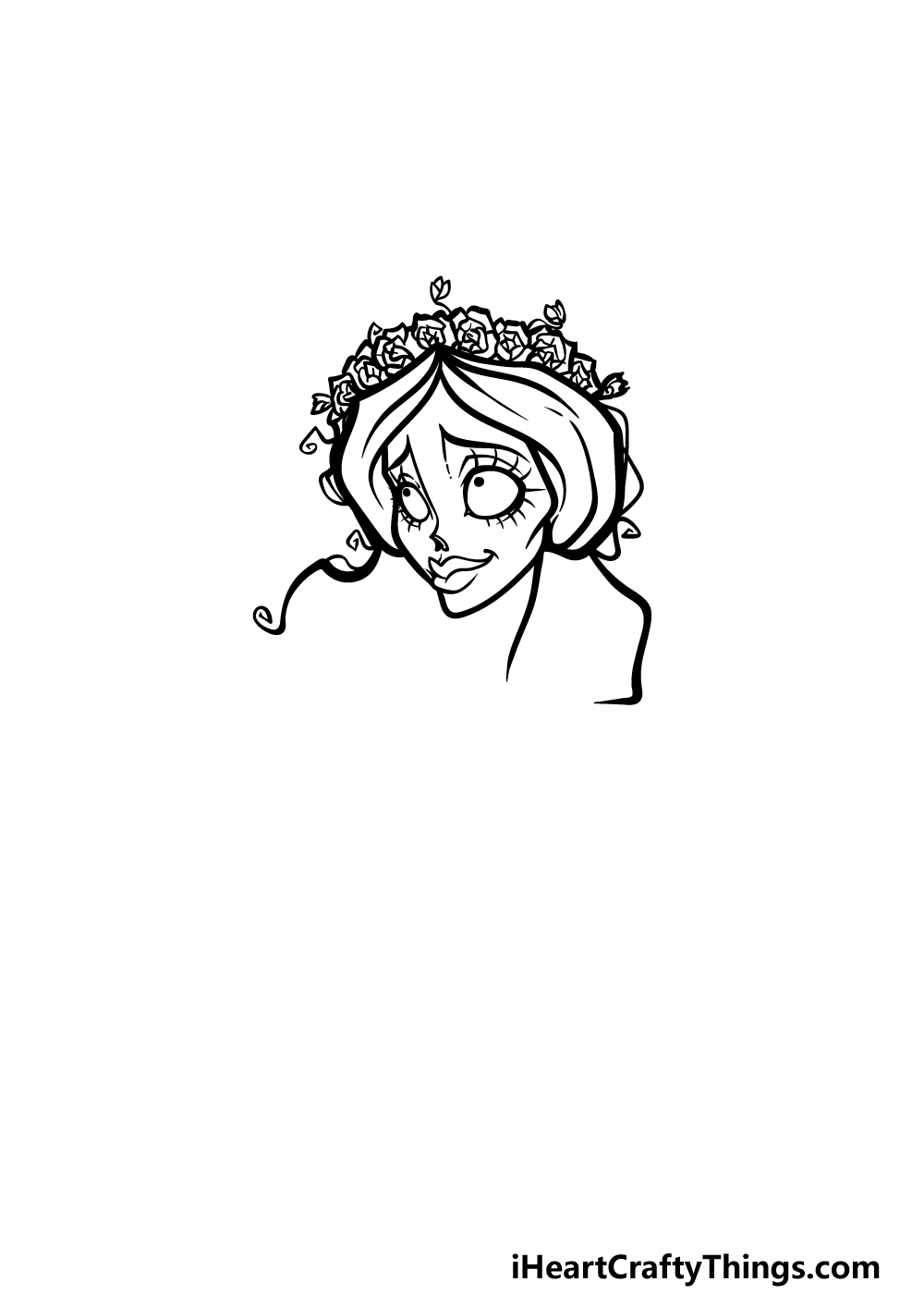 how to draw the Corpse Bride step 2