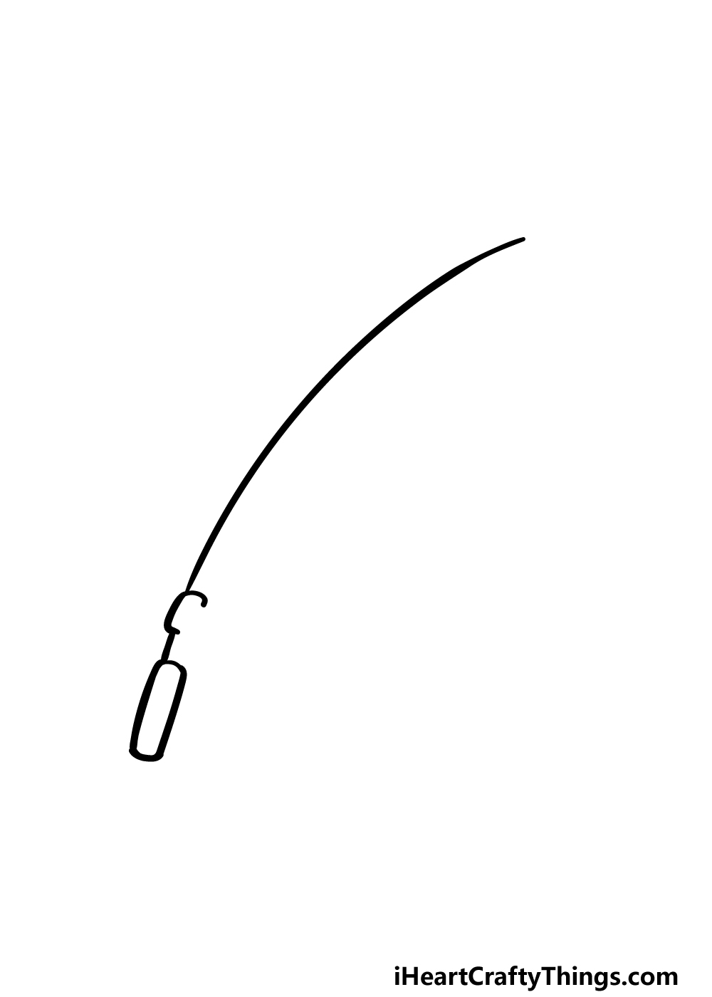 how to draw a fishing pole step 2