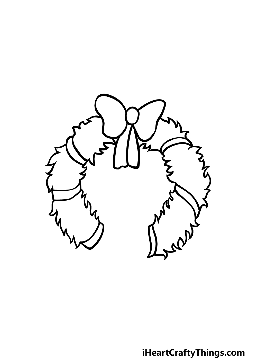 how to draw a Christmas Wreath step 3