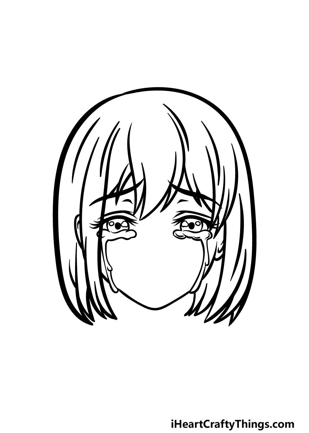 How to draw a sad girl - step by step