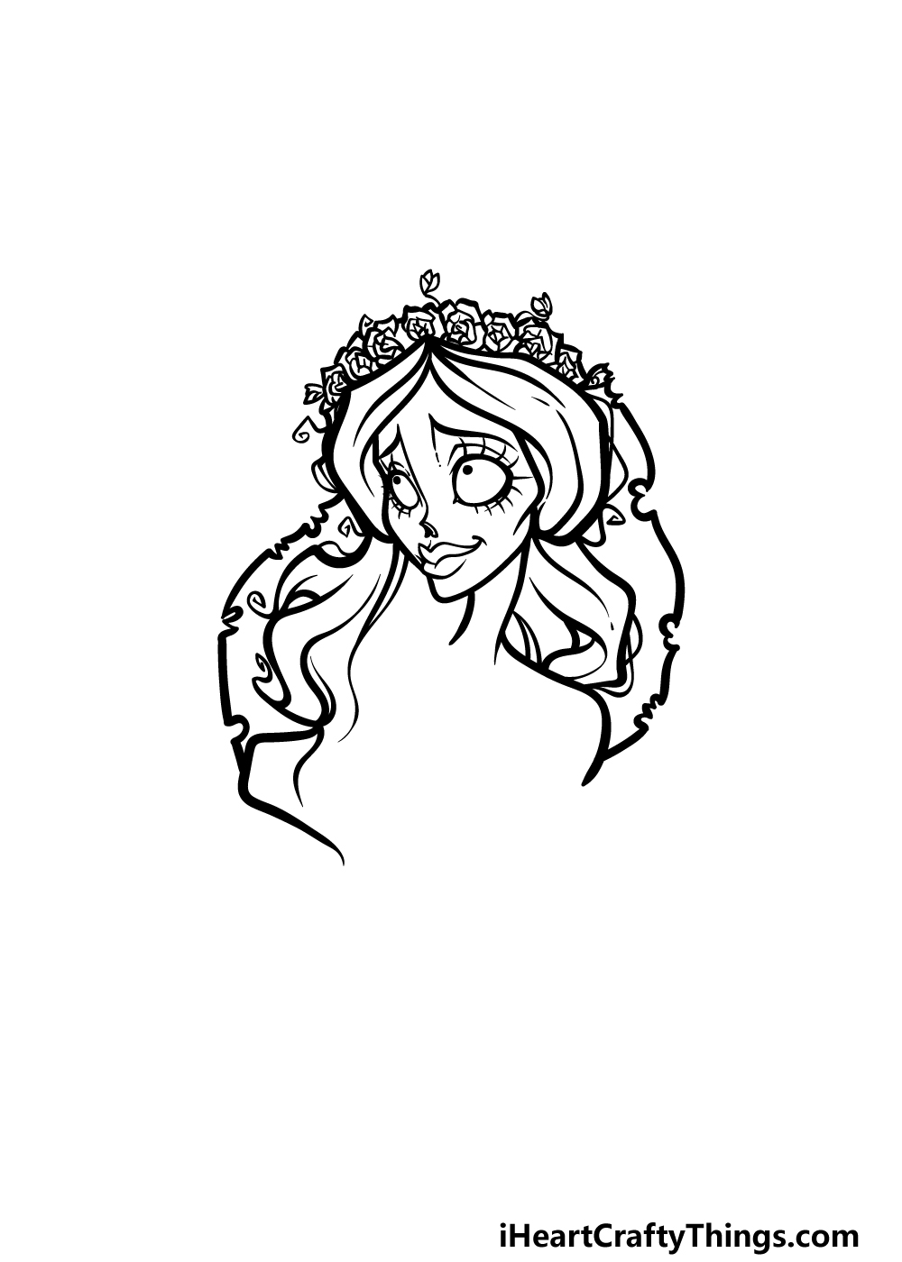 how to draw the Corpse Bride step 3