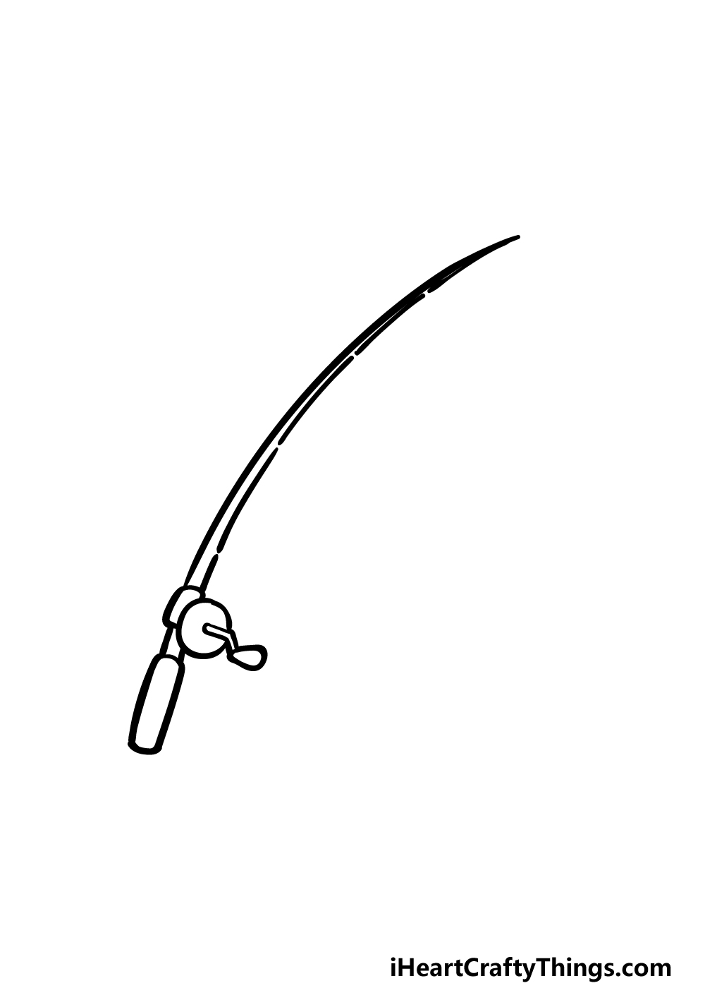 how to draw a fishing pole step 3