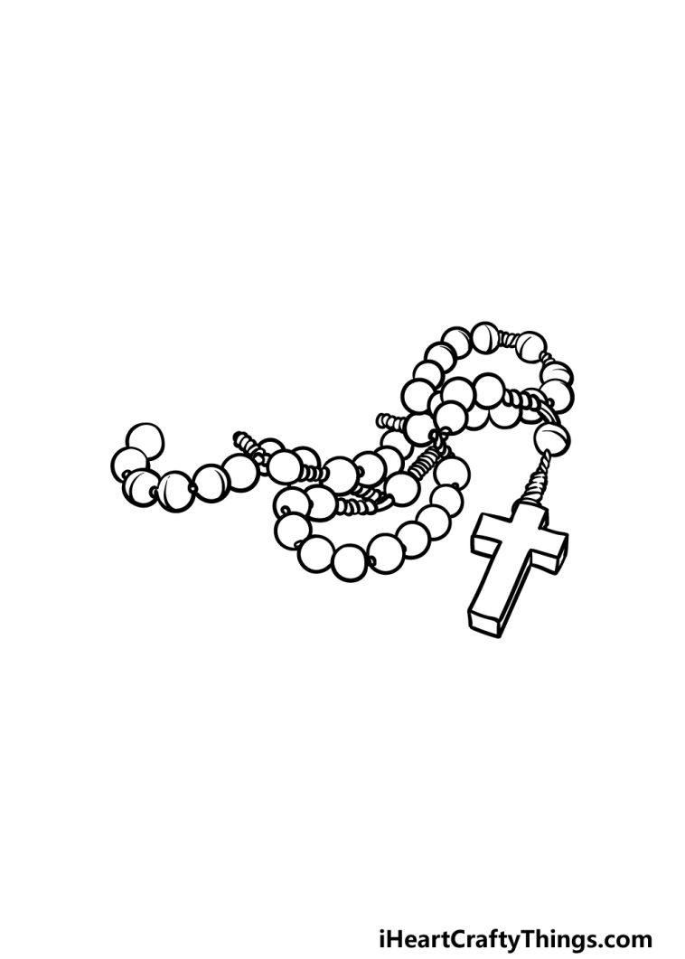 Rosary Drawing - How To Draw A Rosary Step By Step