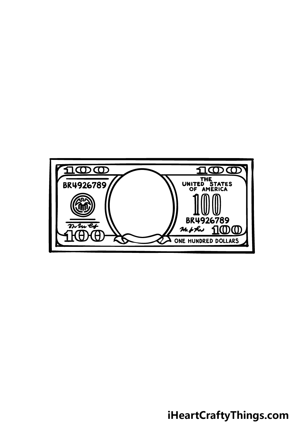 how to draw a Dollar Bill step 4