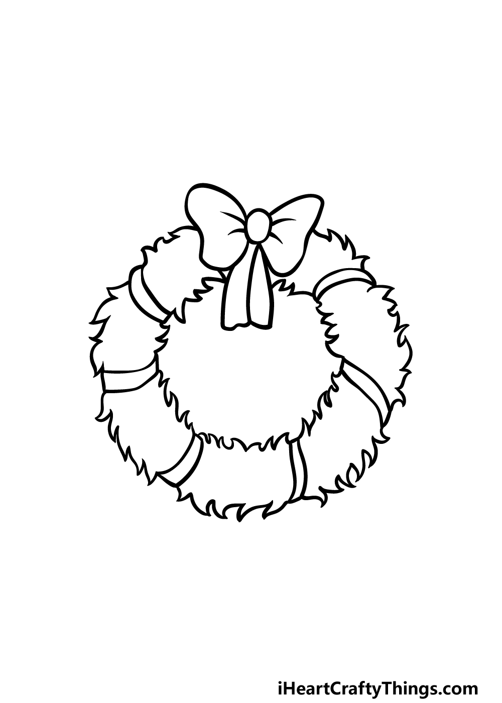 how to draw a Christmas Wreath step 4