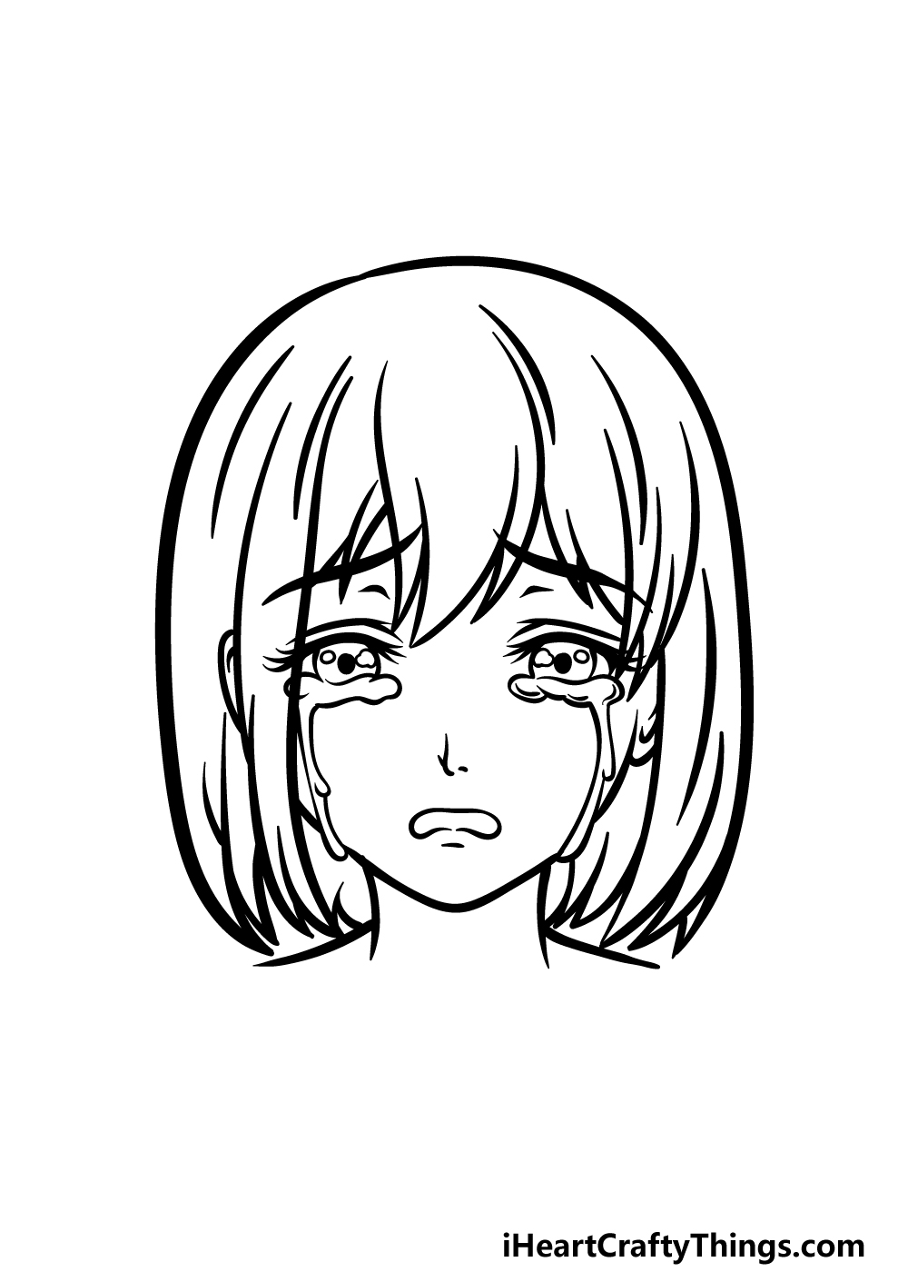 how to draw a sad anime step 4
