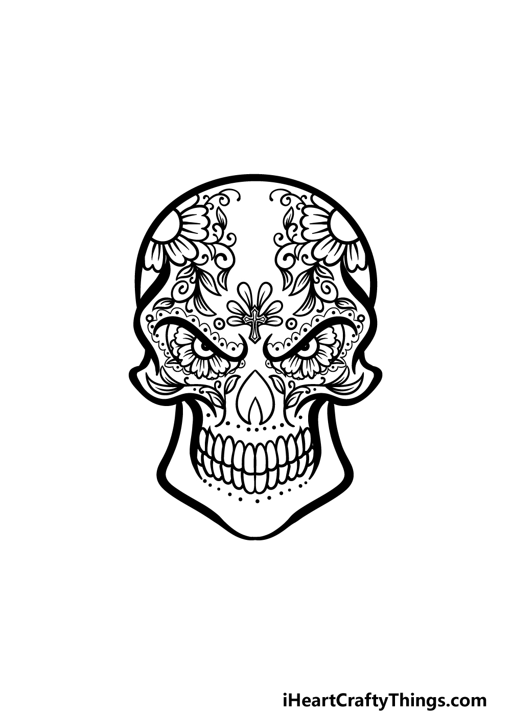 easy day of the dead skulls drawings