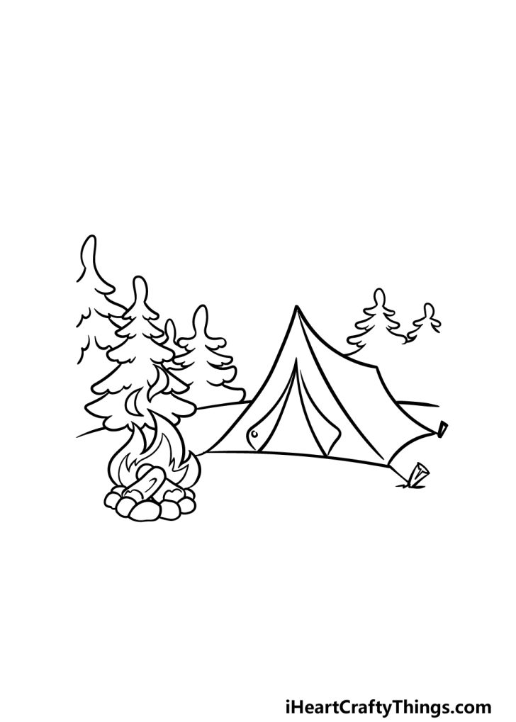 Camping Drawing How To Draw Camping Step By Step