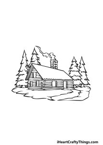 Cabin Drawing - How To Draw A Cabin Step By Step