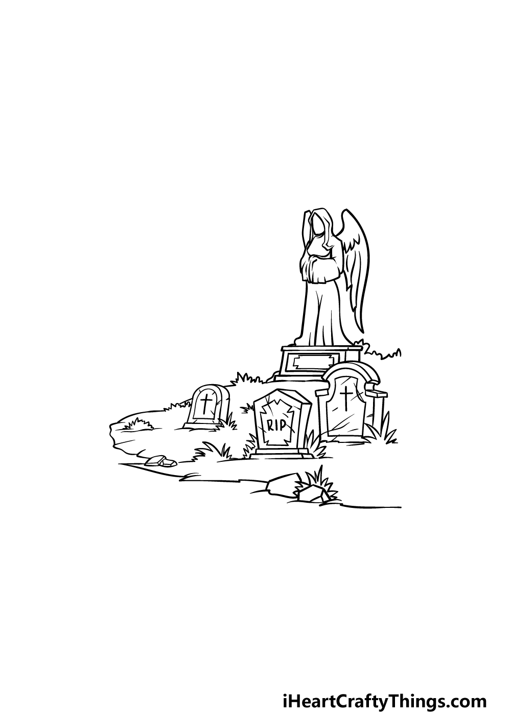 how to draw a Graveyard step 4