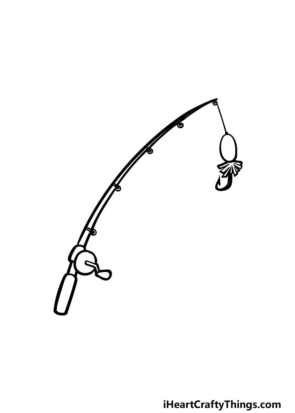 how to draw a fishing pole step 4