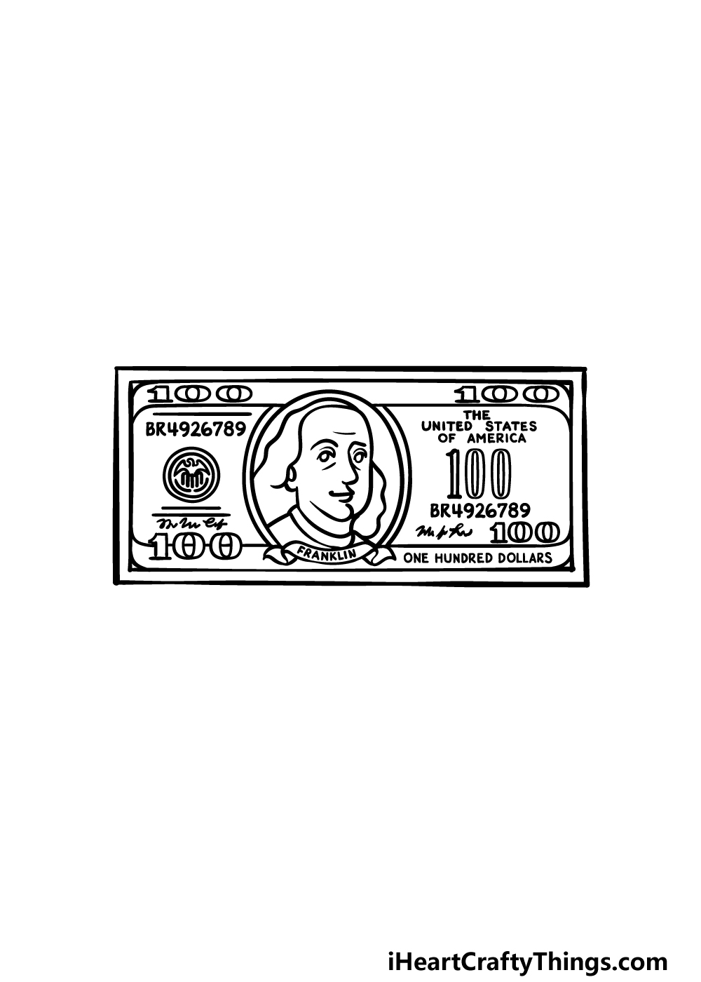 how to draw a Dollar Bill step 5