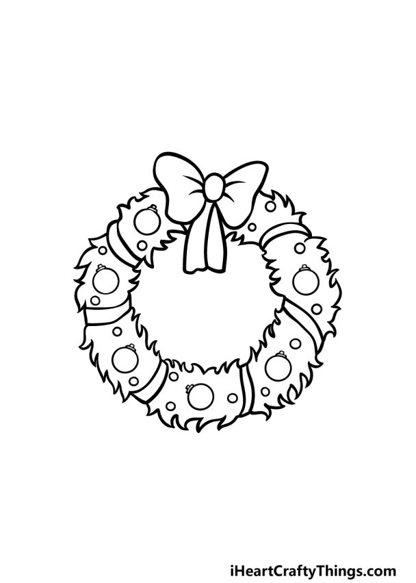 Christmas Wreath Drawing - How To Draw A Christmas Wreath Step By Step