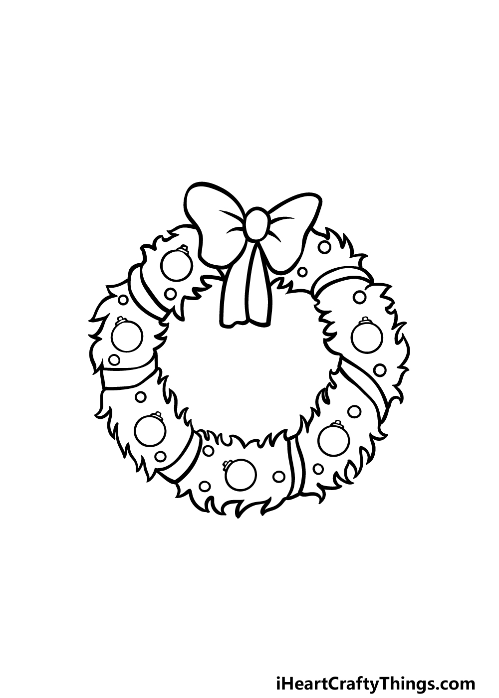 how to draw a Christmas Wreath step 5