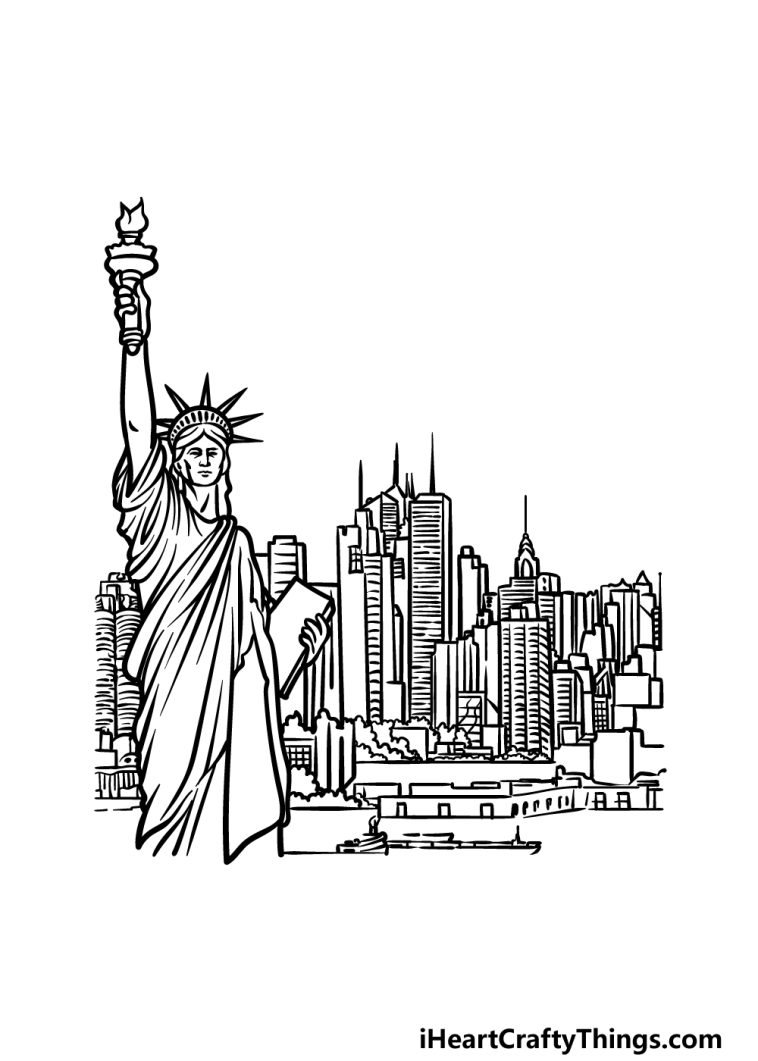 New York Drawing How To Draw New York Step By Step