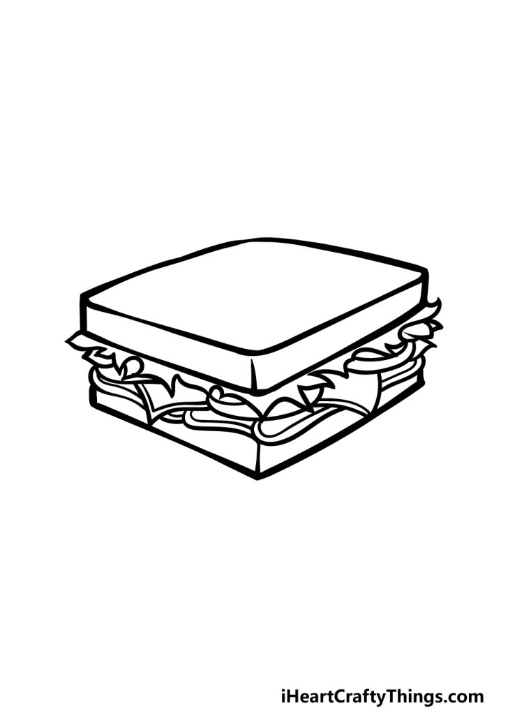 Sandwich Drawing How To Draw A Sandwich Step By Step