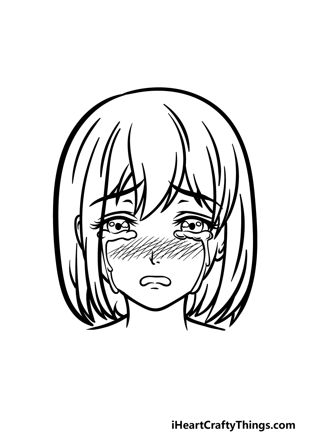 how to draw a sad anime step 5