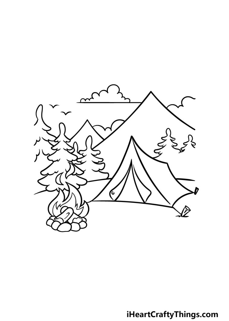 Camping Drawing - How To Draw Camping Step By Step