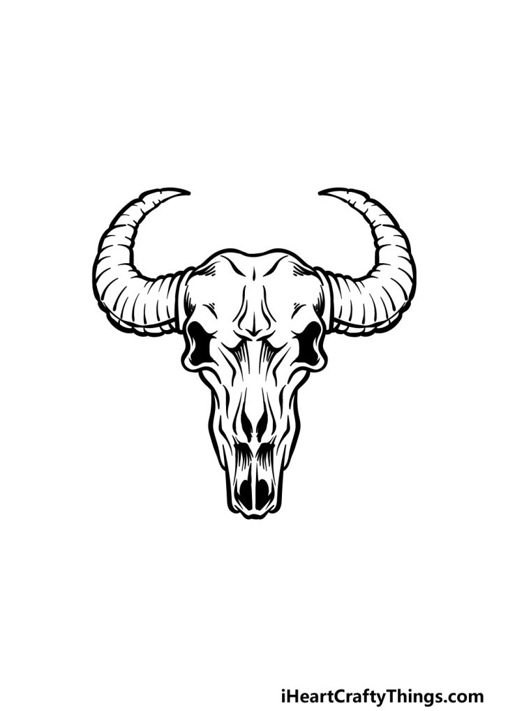 Bull Skull Drawing How To Draw A Bull Skull Step By Step