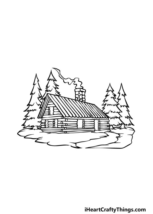 Cabin Drawing How To Draw A Cabin Step By Step