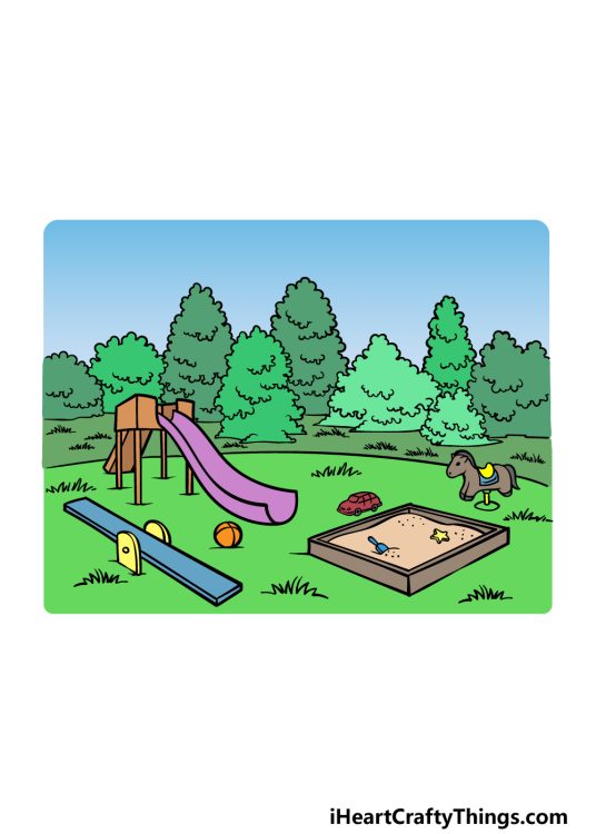 Playground Drawing How To Draw A Playground Step By Step
