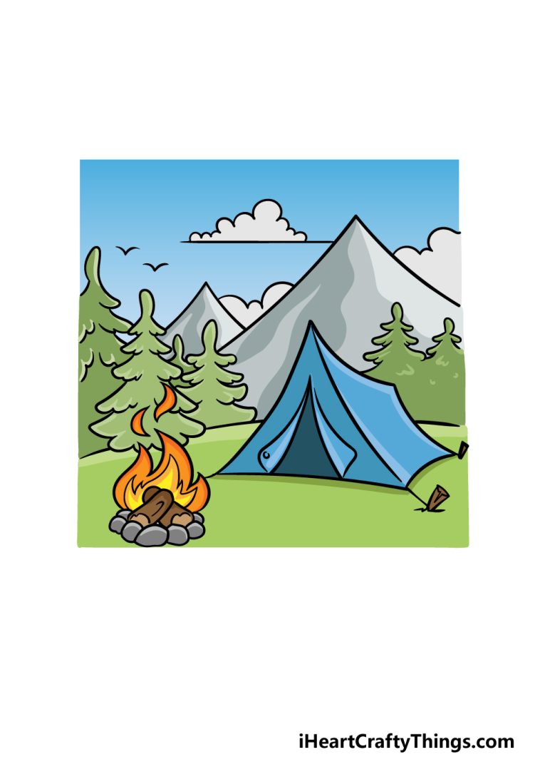 Camping Drawing How To Draw Camping Step By Step