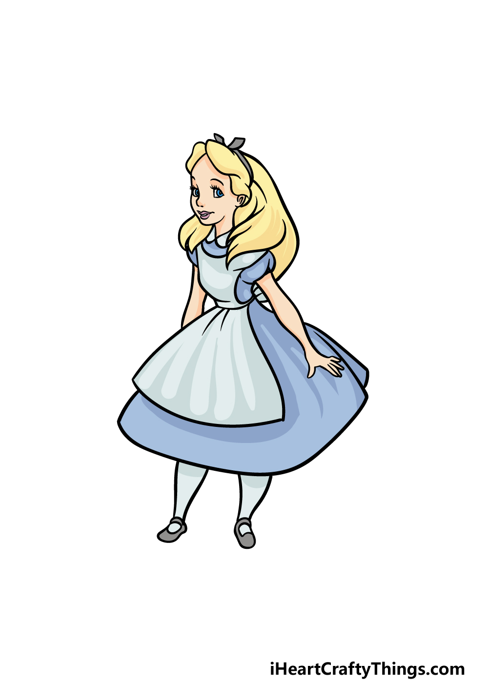 how to draw Alice in Wonderland step 6
