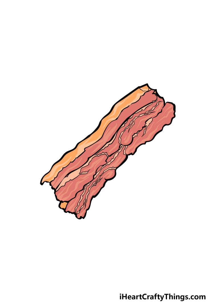 Bacon Drawing - How To Draw Bacon Step By Step