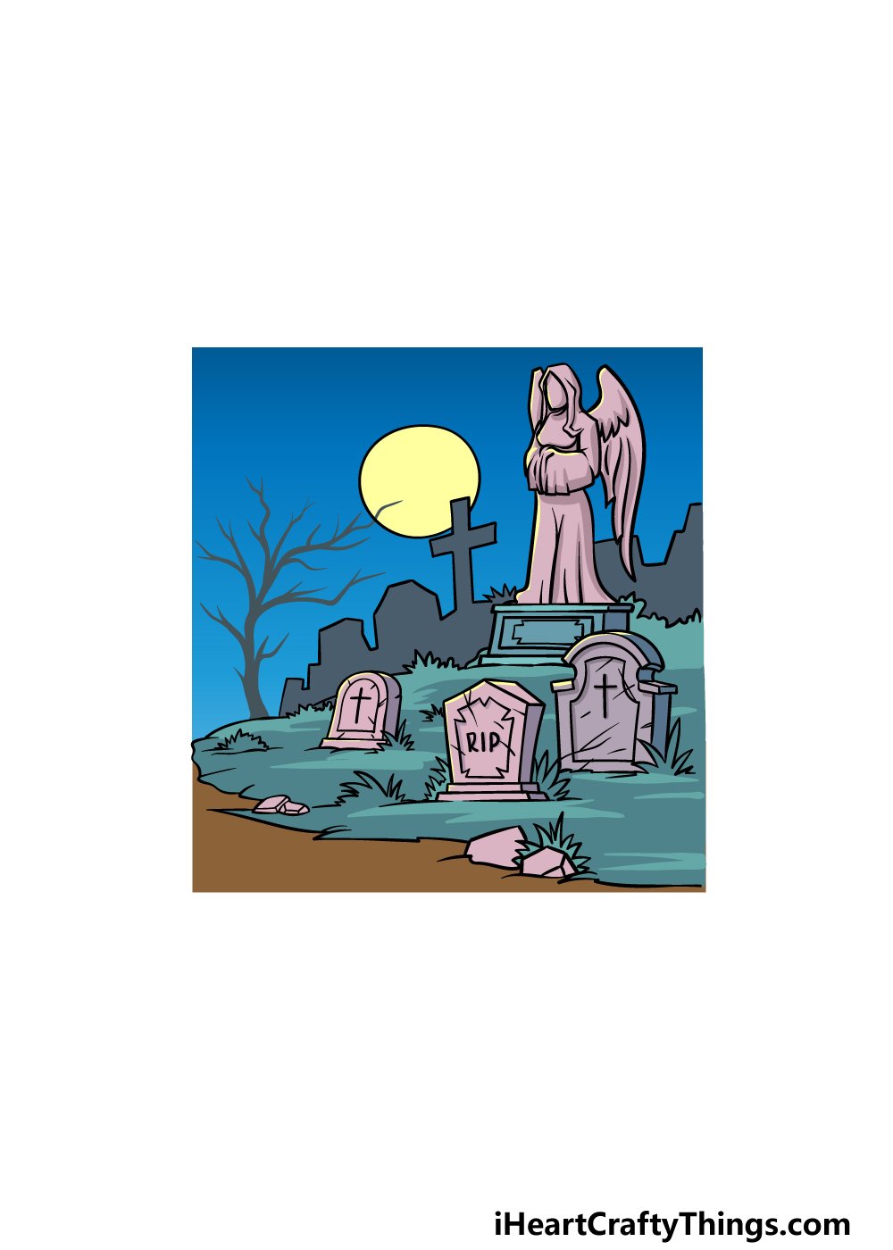 how to draw a Graveyard step 6