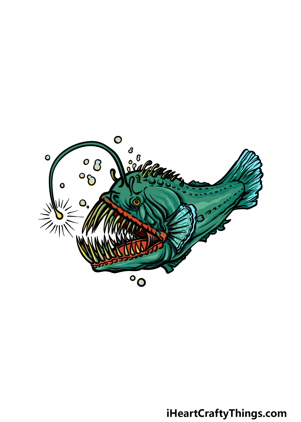 Angler Fish Drawing - How To Draw An Angler Fish Step By Step
