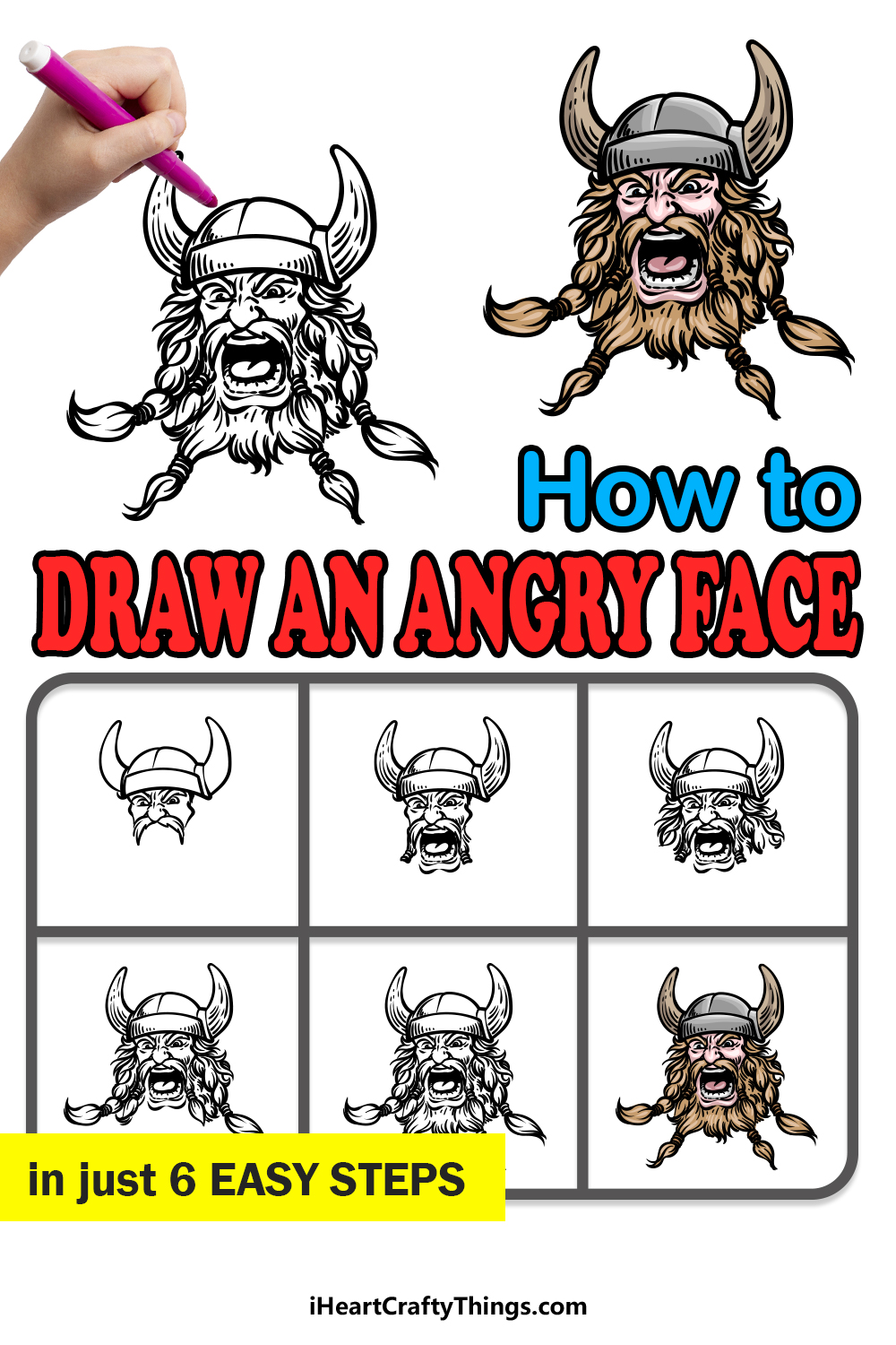 how to draw an angry face in 6 easy steps