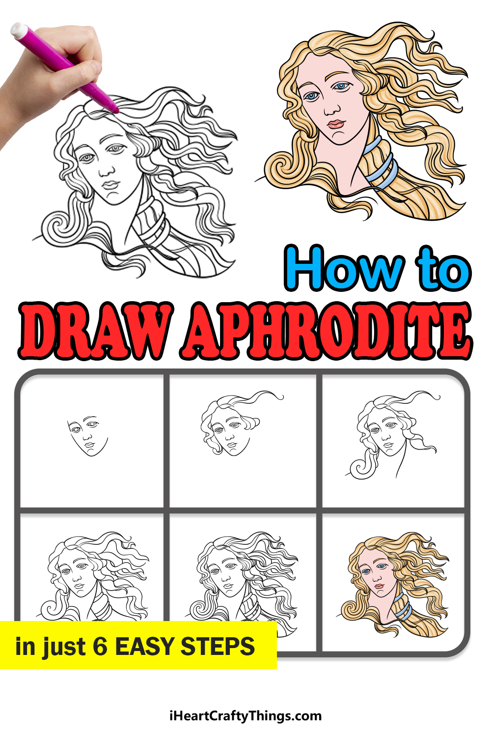 how to draw Aphrodite in 6 easy steps