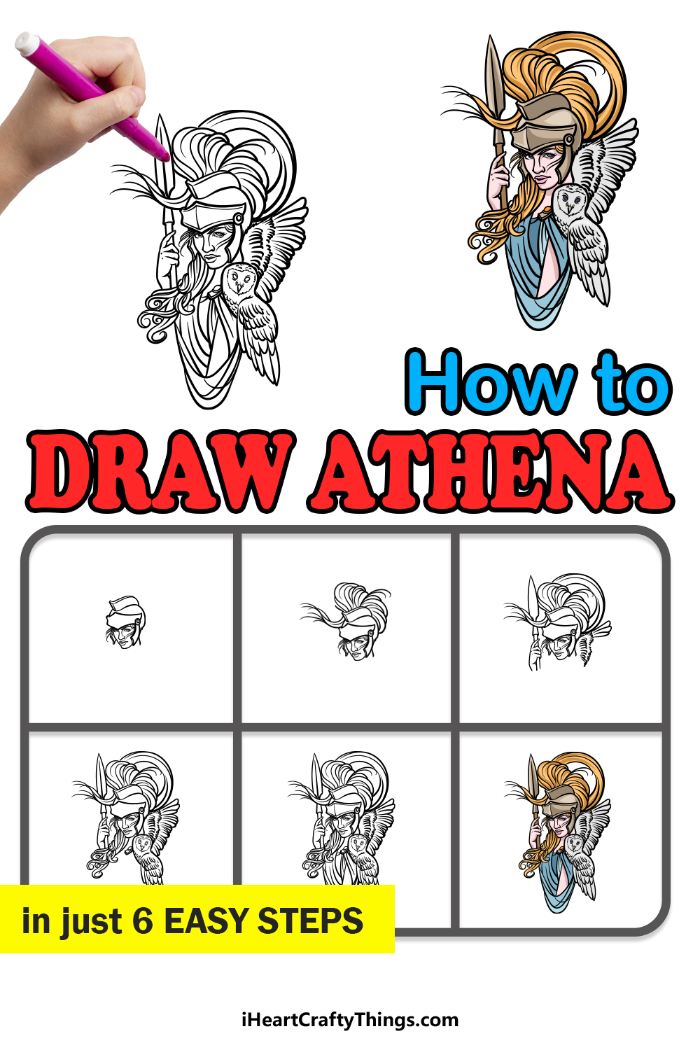how to draw Athena in 6 easy steps
