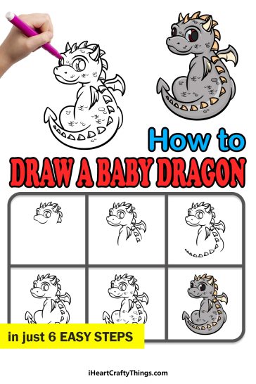 Baby Dragon Drawing - How To Draw A Baby Dragon Step By Step