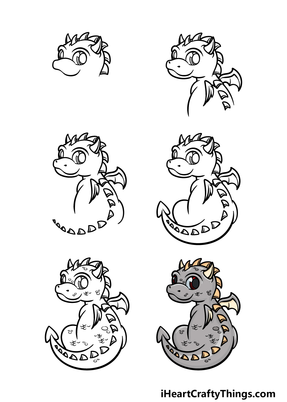 drawings of baby dragons step by step