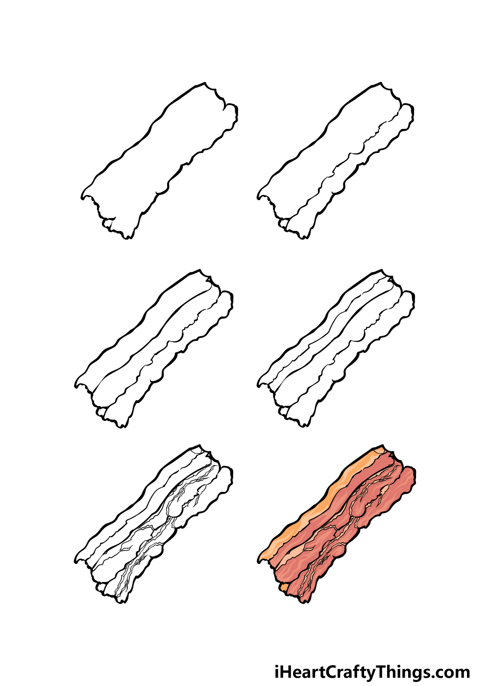 how to draw Bacon in 6 steps