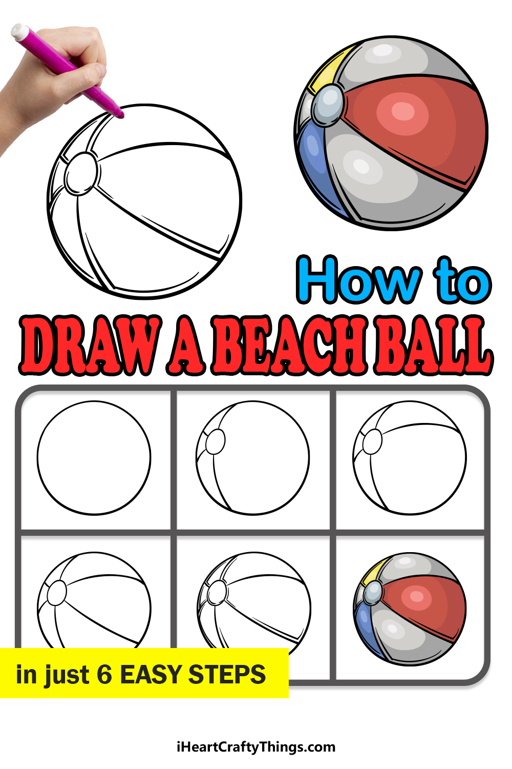 how to draw a beach ball in 6 easy steps