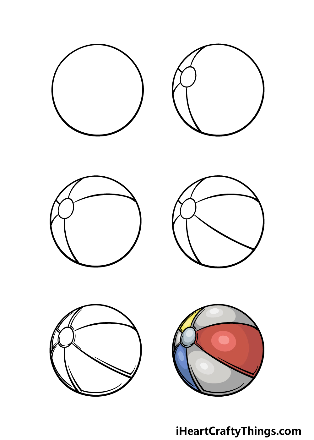 how to draw a beach ball in 6 steps