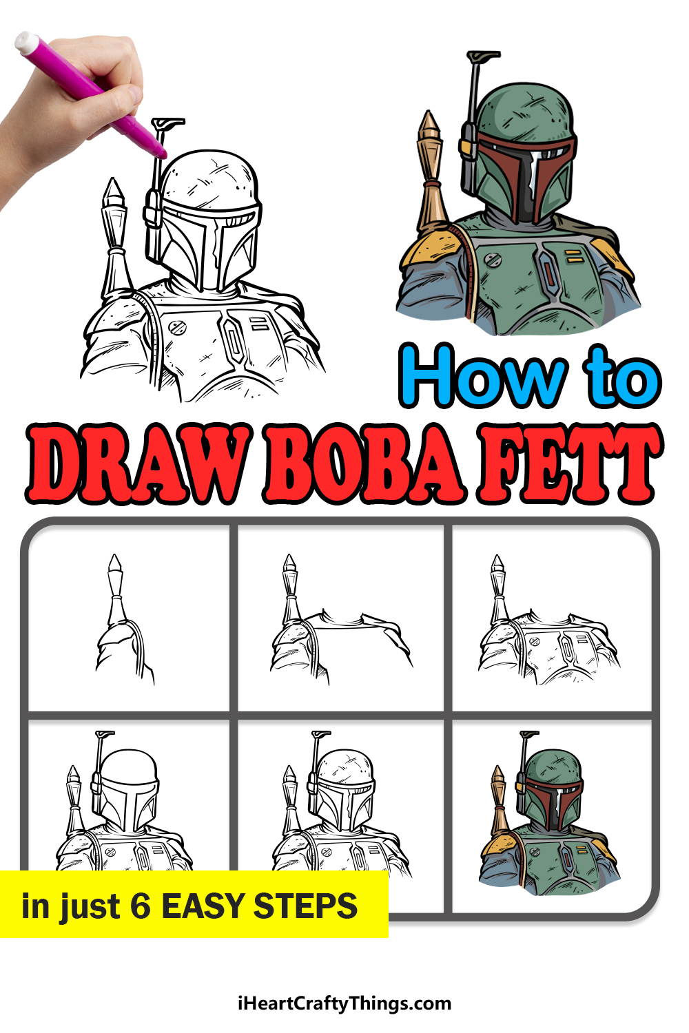 how to draw Boba Fett in 6 easy steps