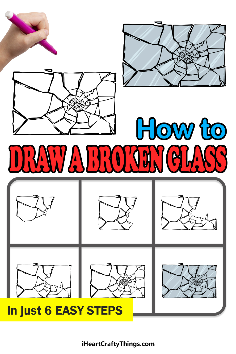 how to draw broken glass in 6 easy steps