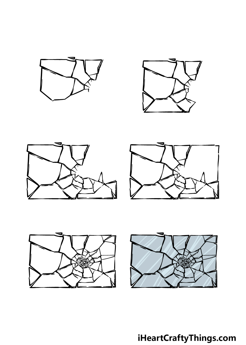 how to draw broken glass in 6 steps