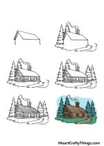 Cabin Drawing - How To Draw A Cabin Step By Step