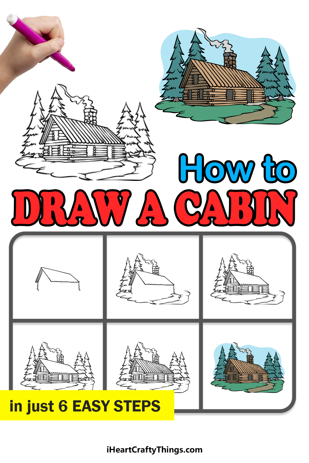 how to draw a cabin in 6 easy steps