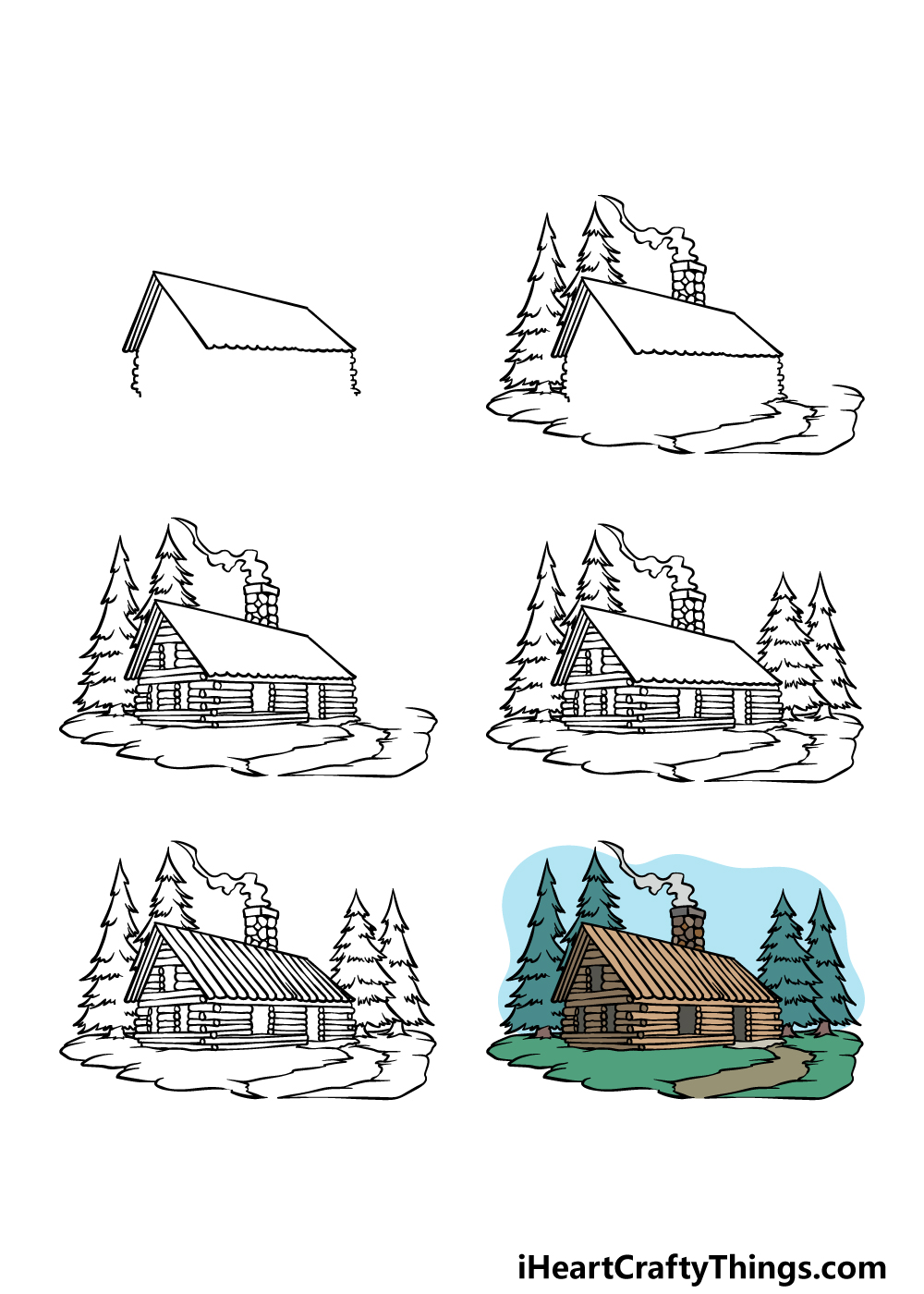 how to draw a cabin in 6 easy steps
